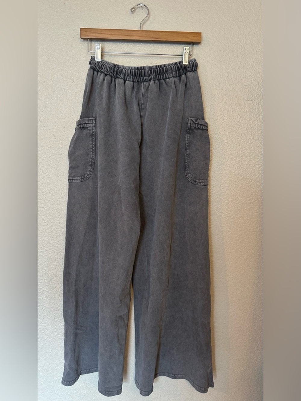 NWT Easel Mineral Wash French Terry Wide Leg Pants Small - Picture 6 of 11